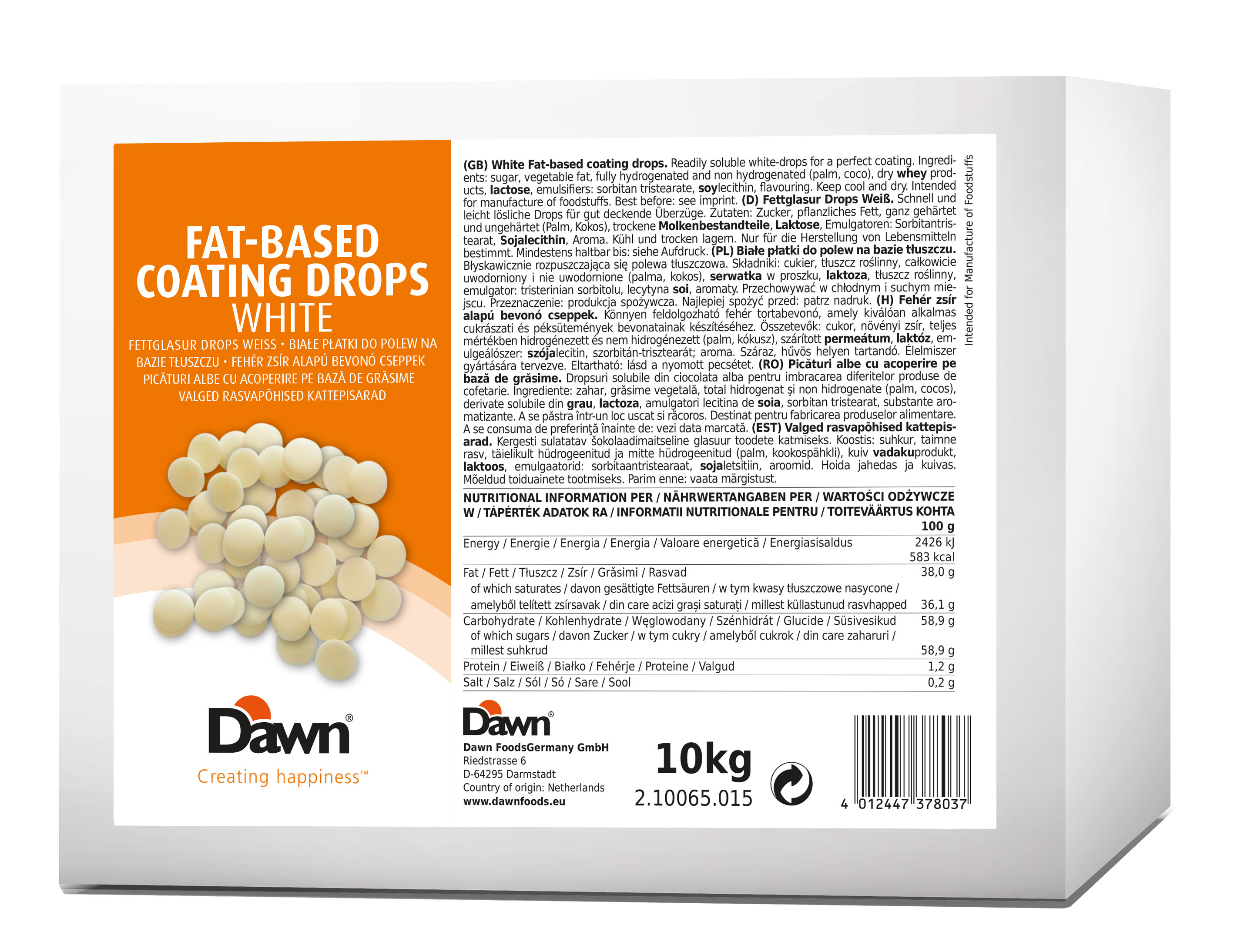 Dawn Fettglasur Drops weiß 10kg