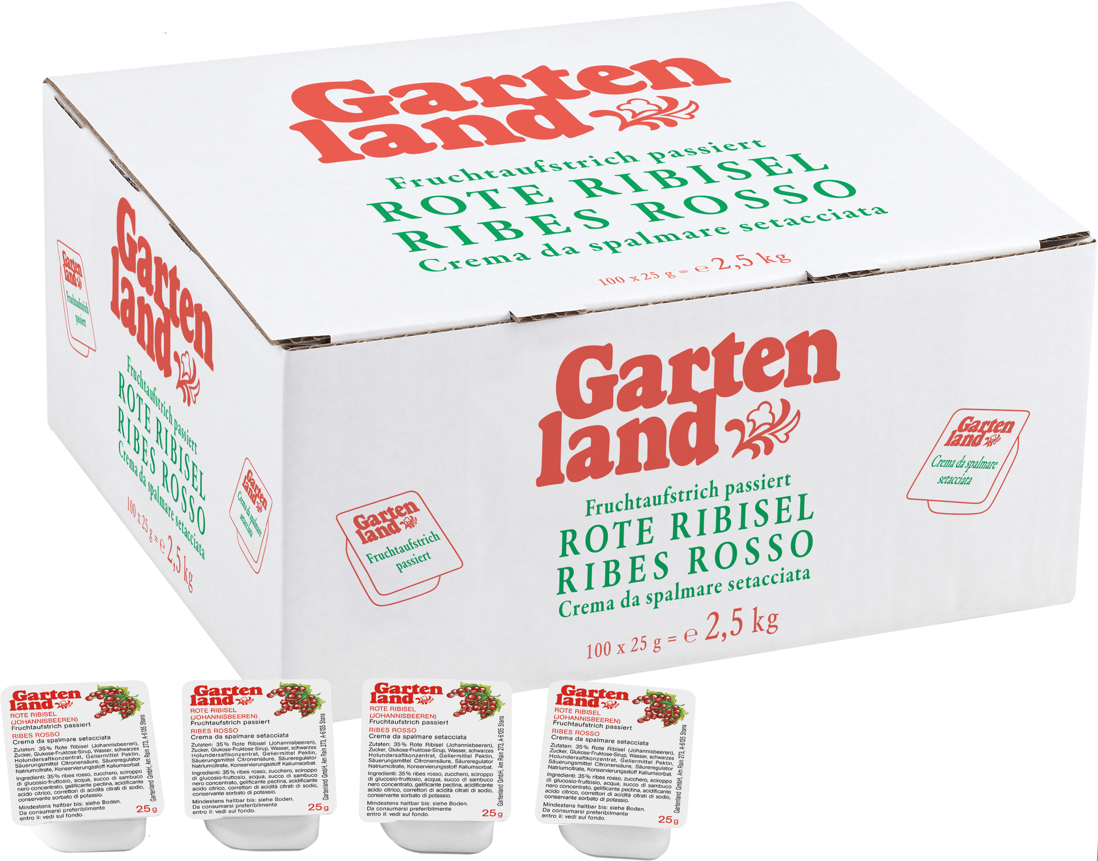 Gartenland Rote Johannisbeere (Ribisel) Portionen 100x25Gram