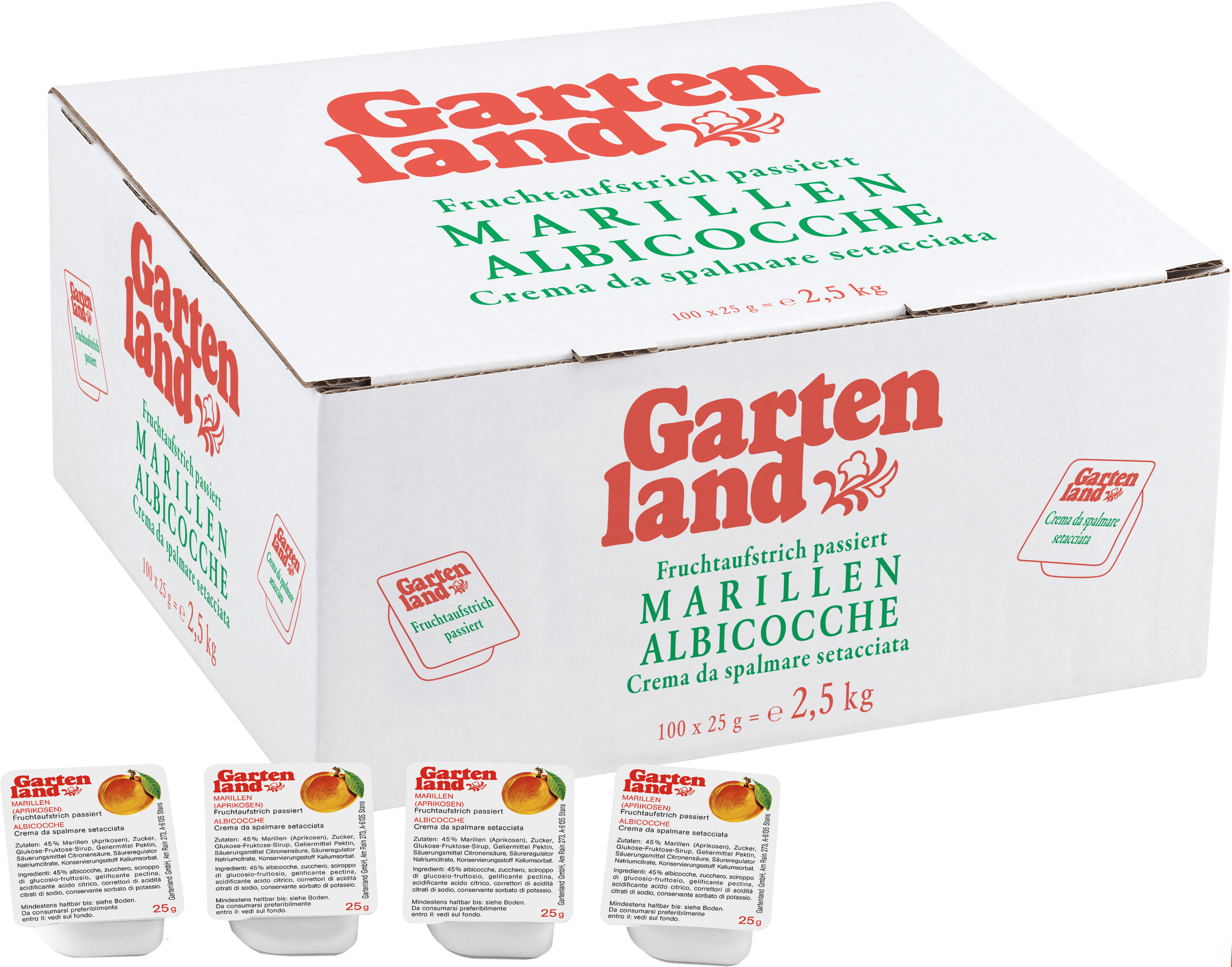 Gartenland Marille (Aprikose) Portionen 100x25 Gramm